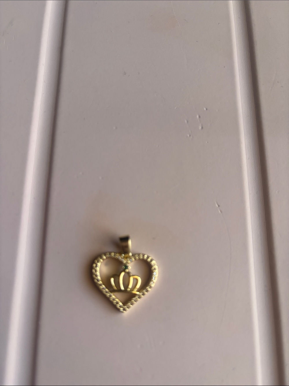 Gold  Heart Crown Pendant Necklace Charm with crystals. Women Jewelry